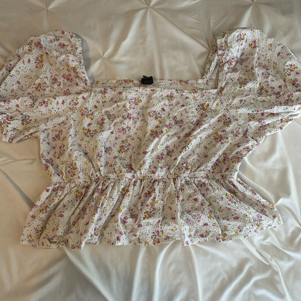 Lilly Pulitzer for Target White Ruffled Peplum Blouse